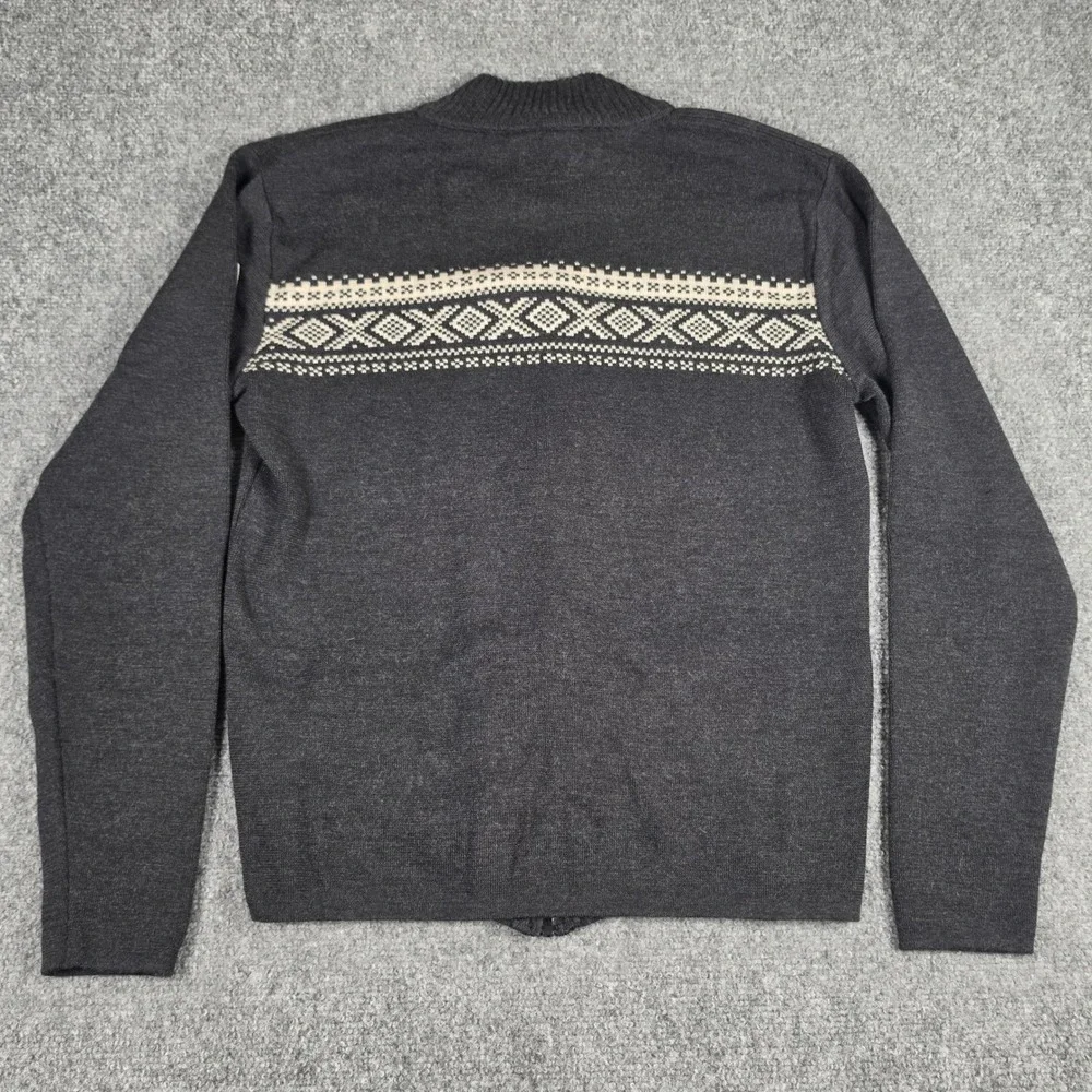 Dale of Norway Full Zip Sweater Mens S Black Merino Wool Nordic Fair Isle